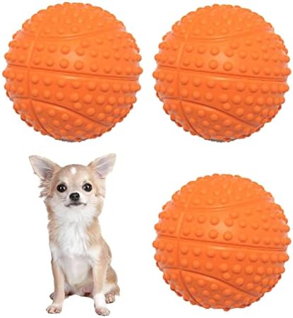 Volocopets Pas Scheaky Igračke škripane kuglice za male pse, dohvaćaju kuglice za štene, narandžaste,