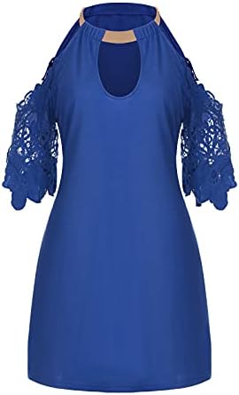 Ženske ljetne haljine mrežaste zvono na vratu Ležerne prilike sa labavim mini haljinom hladnog ramena Halter Shift haljina