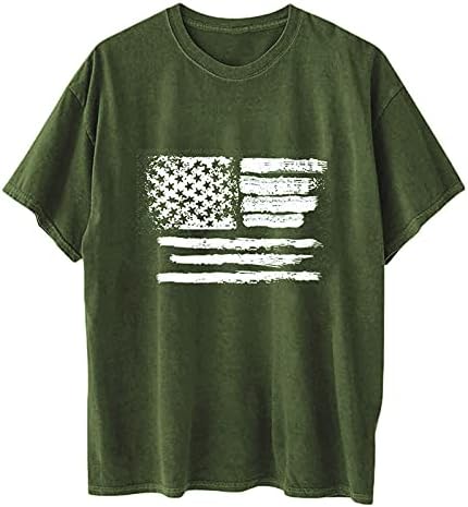 Košulje od 4. jula za žene labave casual prevelizirane američke zastave tiskani o-vrat kratkih