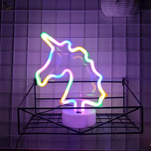 JYWJ Unicorn Neonski natpisi sa postoljem držača, USB ili 3-AA neonsko svjetlo na baterije, LED svjetla dekoracija stola, zidni dekor spavaće sobe za djevojčice,rođendanski poklon za djecu, potrepštine za vjenčanje Poslovni pokloni Neonski natpisi