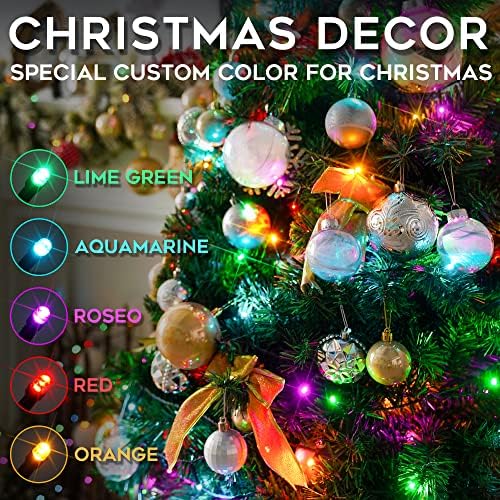 SUDDUS 200 LED višebojna Božićna svjetla, 8 načina trepćuća svjetla za božićno drvce s daljinskim upravljačem, Božićna svjetla u boji za uređenje zabave na otvorenom u zatvorenom prostoru