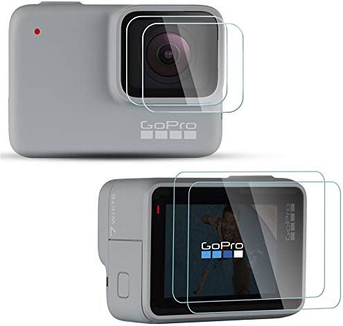 [4pcs] Diruite četverodijelni zaštitni zaslon od kaljenog stakla za GoPro Hero 7 bijelo srebro [2.5D