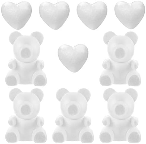 Imikeya časnice 10pcs BEAR Oblik modeliranje polistirenih medvjeda Ljubav srčani plijesni bijela DIY zanatska pjena za cvijeće aranžiraju za valentinovo za vjenčanje Dekor vjenčanog dekora