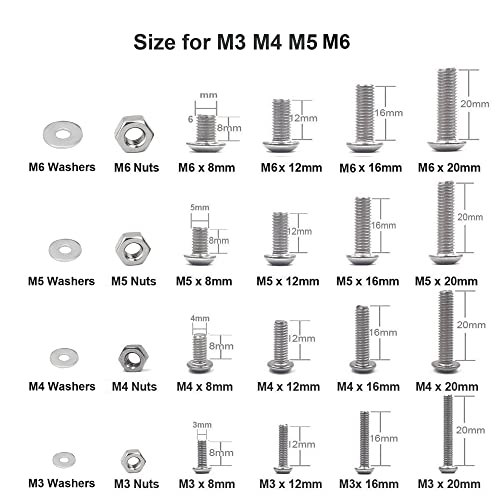 M3/M4/M5 / M6 304 komplet šestougaonih navrtki sa glavom od nerđajućeg čelika, Artisam Screws Nuts