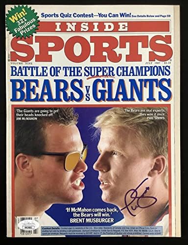 Phil Simms potpisao je unutar Sports Mag July 1987. No Football Giants Auto JSA - AUTOGREM NFL Photos