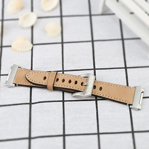 Za fitbit jonske trake za sat, aisport fitbit jonski kožni pojas zamrznuti dizajn Smart Watch Band zamjenski pojas sa metalnim narukvicama za zglobove za Fitbit jonski fitnes pribor - mat khaki