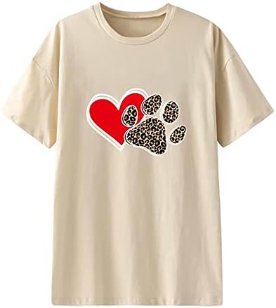 Ulje slikarstvo Grafičke majice za žene Slatka psa Šap ispisana majica Slatka posada Crta Ležerne prilike za prevelike tunike