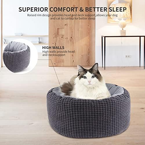 BVAGSS krevet za male pse koji se može prati-okrugli kreveti za mačke u zatvorenom prostoru, okrugli krevet za kućne ljubimce za štene i mačiće sa donjim MW004, 16in