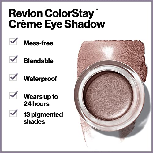 Revlon Colorstay Creme sjenilo za oči, Longwear Blendable mat ili Shimmer Makeup za oči s četkom za nanošenje u srebrnoj boji, Earl Grey, 0,18 unci