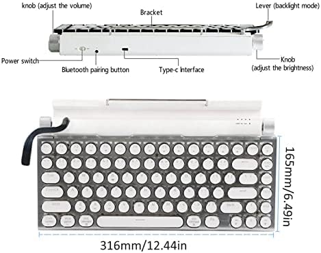 Acogedor Retro tastatura za pisaću mašinu, 83 tastera Vintage Tastatura sa plavim prekidačima, mehanička