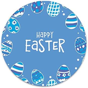 Okrugli vijenac Metalni znak Sretan Uskrs plava jaja kružnog uskrsnog dekora potpisuje vintage