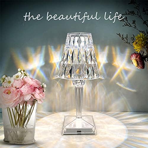 Nusogon Kristalna lampa,bežična lampa,lampa na dodir koja mijenja boju,punjiva Dijamantska stolna lampa za dnevni boravak u spavaćoj sobi, Kreativna svjetla za dekor za večeru. 1