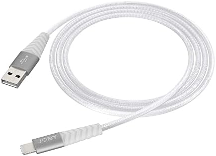 JOBY USB kabl za munje, kabl za punjenje i sinhronizaciju, dužine 1.2 m, bijeli, kompatibilan sa iPhoneom, ipadom i iPodom, MFI sertifikovan, USB-a to Lightning kabl