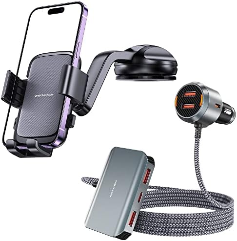 Nosač držača za auto telefon + 6 Multi portova 96w USB C punjač za automobil