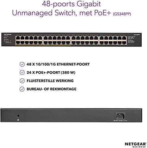NETGEAR 48-port Gigabit Ethernet nepravedno Poe + prekidač - sa 24 x POE + @ 380W, radne površine /
