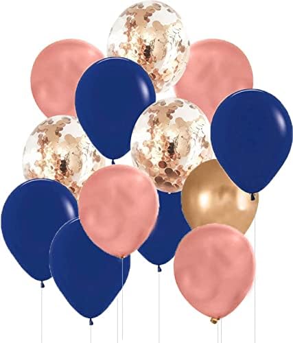 Navy Blue Rose Gold Confetti Baloni 20pcs za rođendanski ukrasi za žene / mornarice Rose Gold