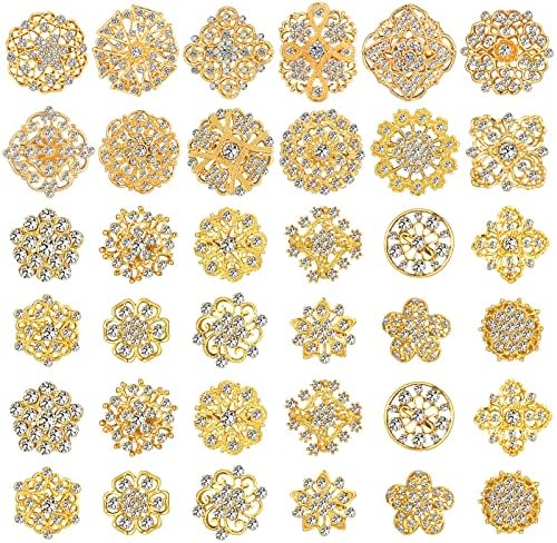 36 komada Clear Rhinestone broševa za obrtni klistalni broš pinovi s kristalnim klizama sa rolezom nakita za žensku cvijet reverzne značke PINS DIY Wedding Buket Bruquets Kit