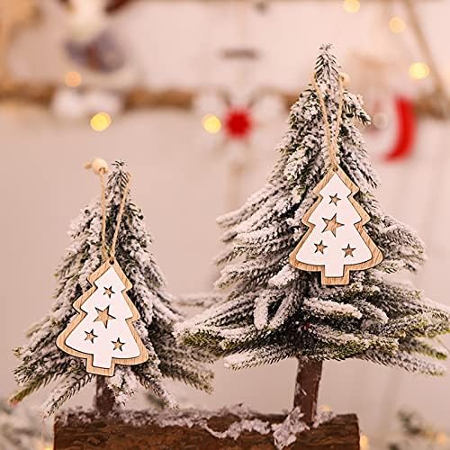 Garland za kamin mantel set baterije od 2 kom božićni viseći drveni ukrasi šuplje drvo od rezanja drva privjesci