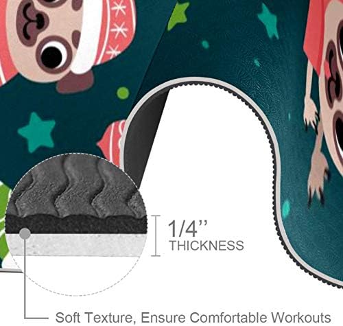 Unicey debeli Neklizajući Vježba & fitnes 1/4 yoga mat sa smiješnim Božić čarapa stablo Mops zvona Print za Yoga Pilates & Pod fitnes vježbe