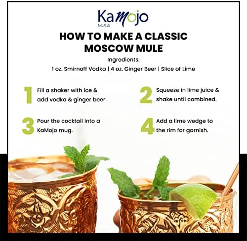 Kamojo Moskva Mule šalice Set 2-Premium Moskva Mule bakra šalice s jedinstvenim reljefni dizajn