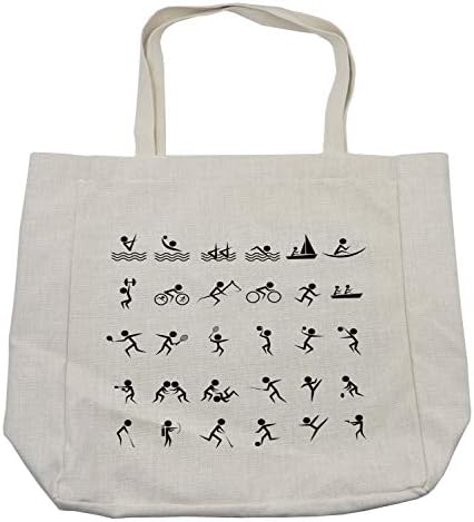 Ambesonne Olympics torba za kupovinu, ljetni sportski uzorak boating Boxing Swimming dizanje tegova,