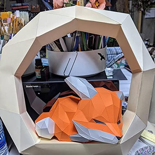 WLL-DP Sleeping Little FOX Oblik umjetnina Zidna ukras rekvizira DIY papirna igračka papir Skulptura