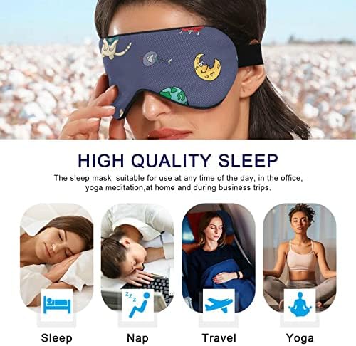 Unisex Sleep maska ​​za oči vanjskog prostora-kitty-cat-ufo noćna maska ​​Spavaća maska ​​Komforno omota za spavanje očiju