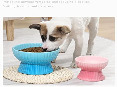 Fayery Podignuta zdjelica za mačke, nagnuta posuda za hranu i zdjelu duboke vode, podignute posude za hranu