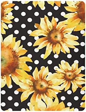 Alaza Sunflower Floral Polka Dot listovi krevetića za bassinet za dječake Djevojke Djevojke Toddler, mini veličine 39 x 27 inča
