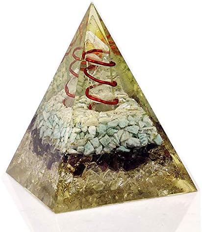 Orgonite Nubian Geometrijska orgonitska piramida napravljena sa ametistom, kristalnim kvarcom, larima, kristalnom kvarcnom olovkom, zlatnom folijom