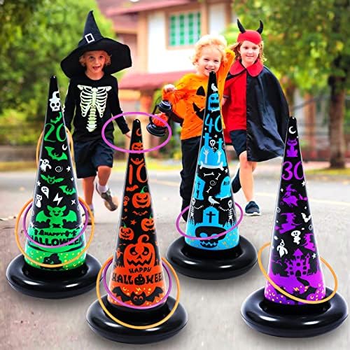 16pcs Halloween naduvatljive vještice izbacite igrice sa 10 prstenova i pumpe Halloween party