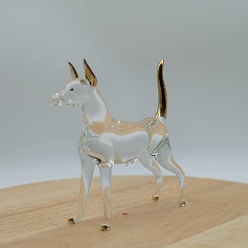 Dobermann pas čista kristalna životinja ručna ručna umjetnost staklena figurica zlatna obloga