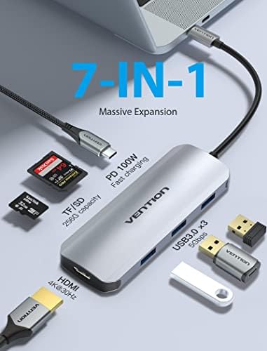 USB C Hub 7 U 1 Tip C Multiport Adapter sa USB C na USB C kabl 5FT