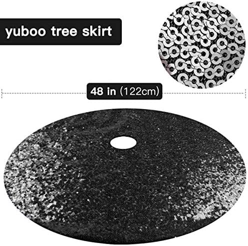 YUBOO BLACK CHISTICS Drvo suknje, 48-inčni sekfin Dvostruki slojevi Xmas Tree Mat za ukrase ukrasa za Noć vještica