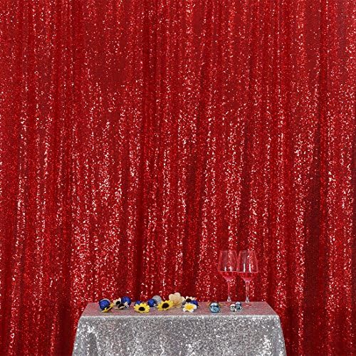 Poise3ehome 6ft x 8ft Sequin Photography Backdrop zavjesa za zabavu, Crveno