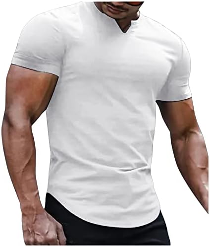 2023 Novi muškarci Casual Scroeve Spring Spring Summer V Crt Solid Tee Majice Moda Top bluza Košulje Jednji džep