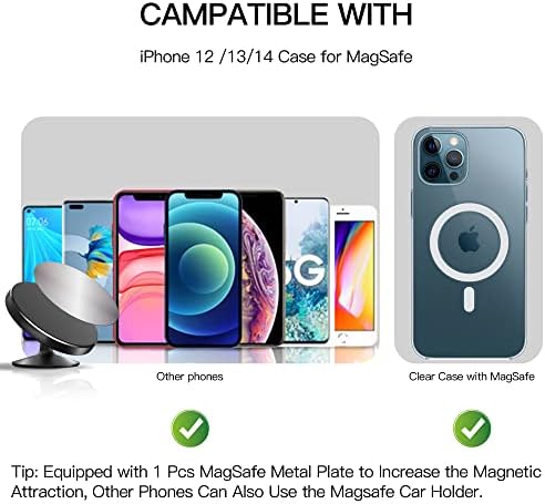 Pzoz magnetni nosač za automobil kompatibilan sa iPhoneom 14 /13 /12 & amp; MagSafe Case, 360° podesivi magnetni držač za nosač za mobilni telefon za kontrolnu tablu kompatibilan sa mag sigurnim iPhoneom 14 /13 /12, Mini, Pro, Pro Max