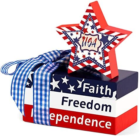 4. jula Patriotski ukrasi 4 komada drvena vjera sloboda i nezavisnost znak slojeviti poslužavnik dekor za kućni