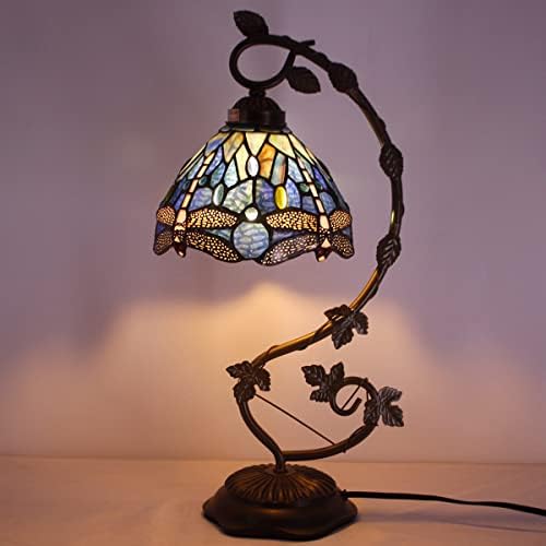 WERFACTORY Tiffany lampa plava Vitražna stolna lampa Dragonfly metalna Lisna lampa za čitanje