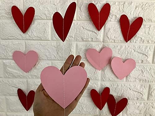 6pcs Valentines 3D srčani vijenac, crvena i ružičasta srca Valentines Dan viseći string vijenac, Dan zaljubljenih viseći ukrasi, sretan dan zaljubljenih Garland Banner