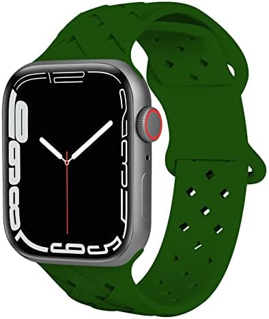 Lyfatz prozračan silikonski opseg kompatibilan sa Apple Watch Band 38mm 40mm 41mm 42mm 44mm 45mm 49mm, meka silikonska zamjena za zamjenu sportskog opsega za Apple Gledanja IWATCH serija SE ultra 8 7 6 5 4 3 2 1 Žene muškarci