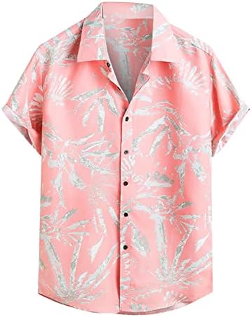 4zhuzi 2022 nove muške majice, modni gumb s kratkim rukavima dolje s majicama na plaži Cvjetni print Havajske košulje Ogrlice
