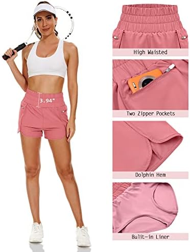 Mancreda ženske kratke hlače za trčanje sa džepovima sa patentnim zatvaračem elastični trening
