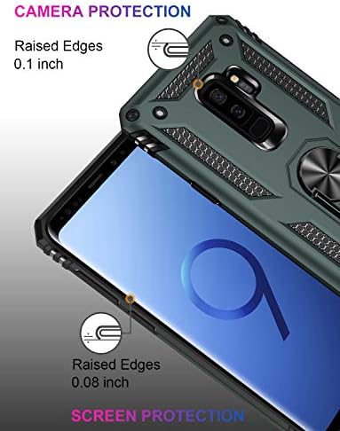 LUMARKE Galaxy S9 + Plus, pass 16ft pad test vojne teške zaštite s magnetnim kickstandom kompatibilan s nosačem automobila, zaštitnom futrolom telefona za Samsung Galaxy S9 Plus Bor Green