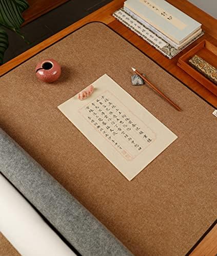Felt Desk Pad 50% vune, kineska kaligrafija pisanje crteža, sumi xuan papir japansko slikanje četkica, tastatura na tastaturi za miša zaštitnik mat, 19,5 x 27,5 u, smeđim