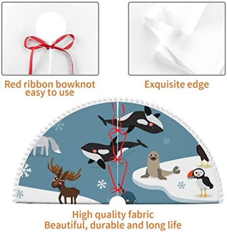 Suknja za božićnu drvvu s pom trim arktičkim krugom-coille-courcting Holiday Božić ukrasi 36