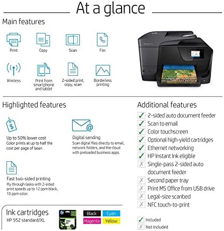 HP OfficeJet Pro 8710 sve-u-jednom bežični štampač, HP Instant mastilo ili Dash dopunjavanje spremno, crno