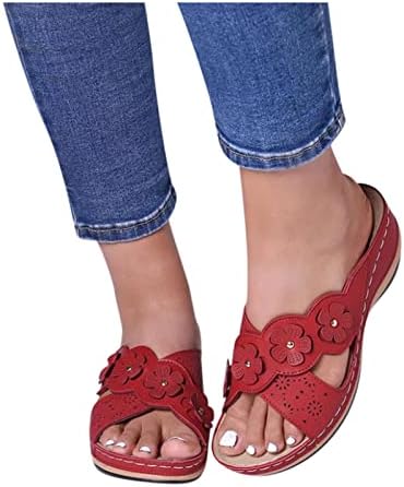 Papuče za žene Vintage Cross Open Toe Slide Summer Casual Cvjetni decoke Sandale Dame Vanjske flops