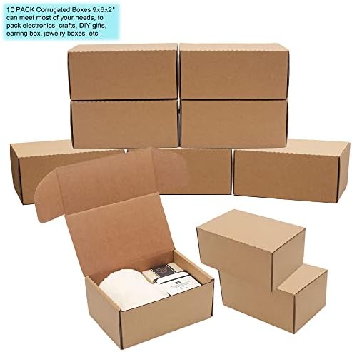 9x6x2 male otpremne kutije za pakovanje, YOUNGKEE male kartonske kutije od 10 pakovanja za zanatstvo, valovite kutije koje se mogu reciklirati za online poslovanje, Pošta, pakovanje poklona, kutija za nakit, smeđe čvrste kutije