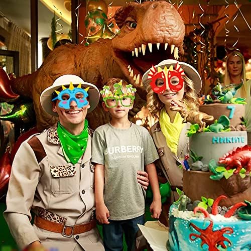 Dpkow 28pcs Funny Dinosaur Party naočale maske za djecu, čaše za partiju za partiju za rođendanske zabave za rođendan Dinosaur Favority FOTO PRIKLJUČIVANJE KOSTUMA